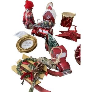 New Asstd 13pc Hobby Lobby Christmas Ornament Truck/Tree Star Drum Country Plaid